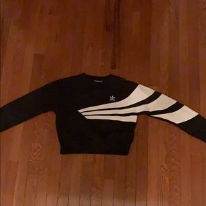 Adidas Geometric 3-Stripes Cropped Sweatshirt